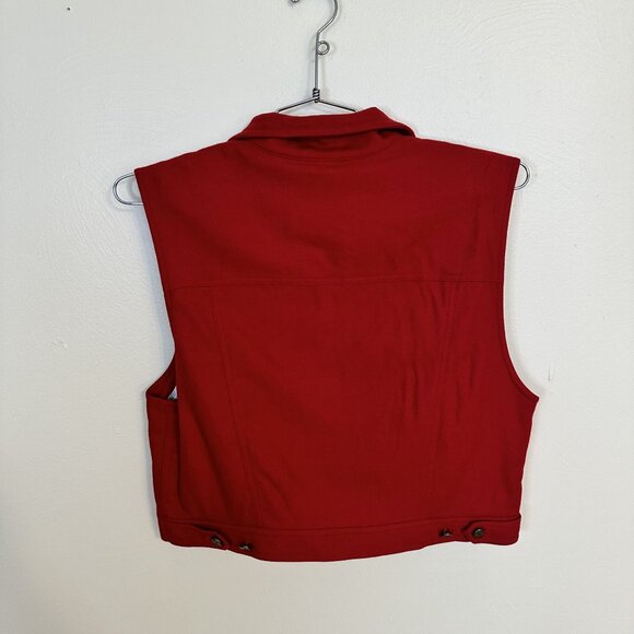 Vintage Womens Red Wool Vest Liz Claiborne Button Front Pockets 1990s Large - Picture 7 of 10